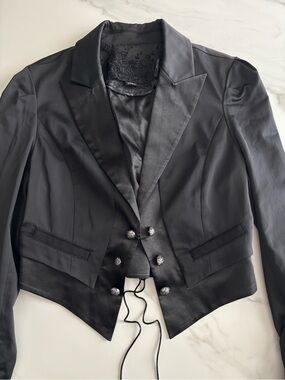 GUESS Black Tailored Satin-Trim Women's Blazer vintage Y2K Sz L